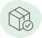 Icon of a box with a check mark, indicating a package or delivery status.