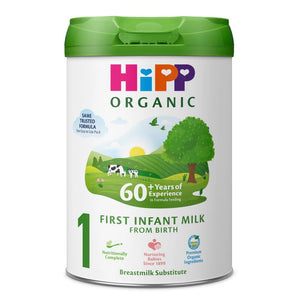 Hipp Organic First Infant Milk canister on a white background