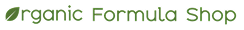 Logo of Organic Formula Shop with green text on a white background