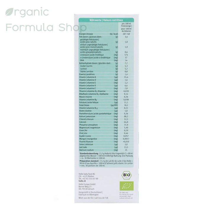 Holle A2 Organic Cow Formula - Stage 2