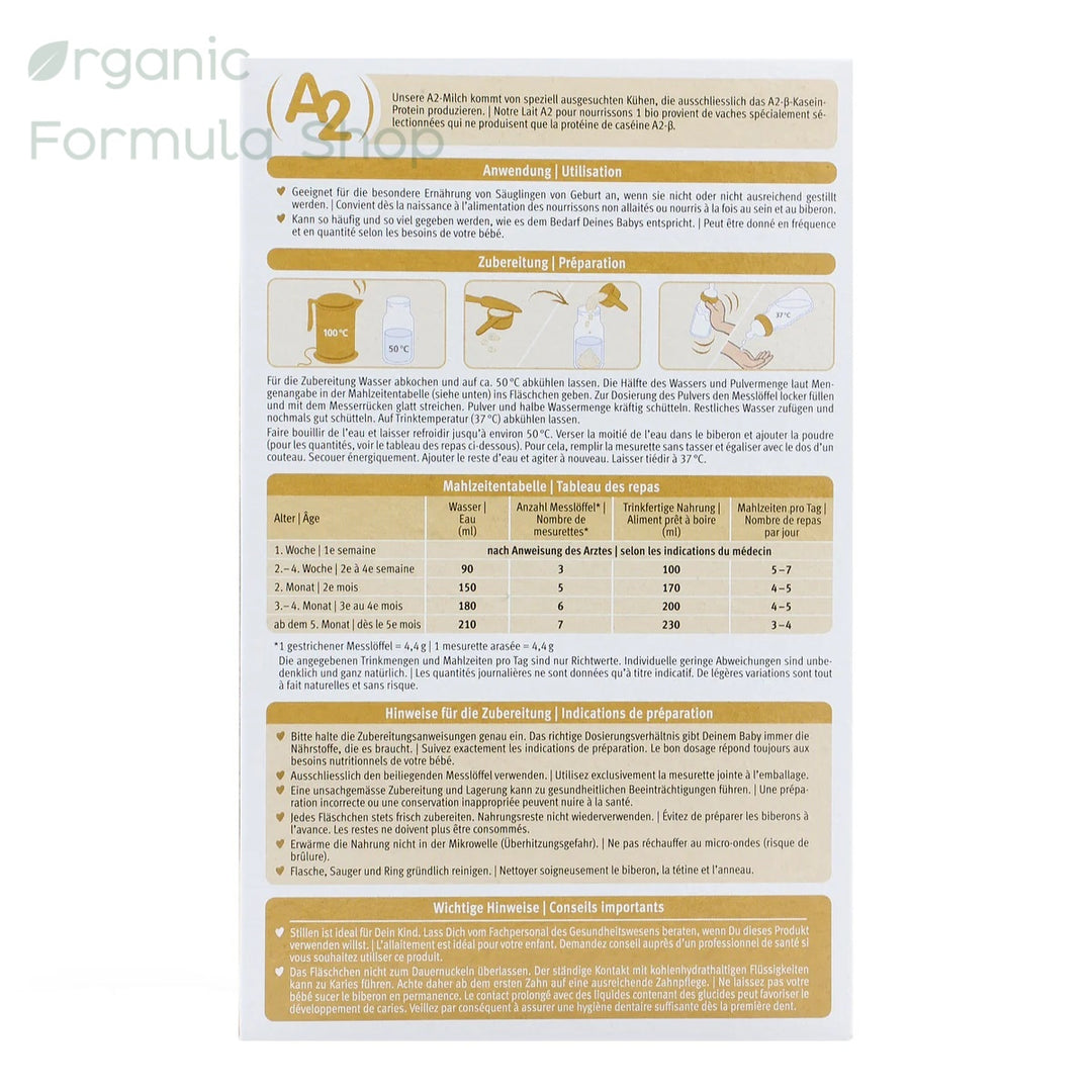 Holle A2 Organic Cow Formula - Stage 1