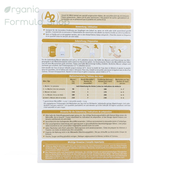 Holle A2 Organic Cow Formula - Stage 1