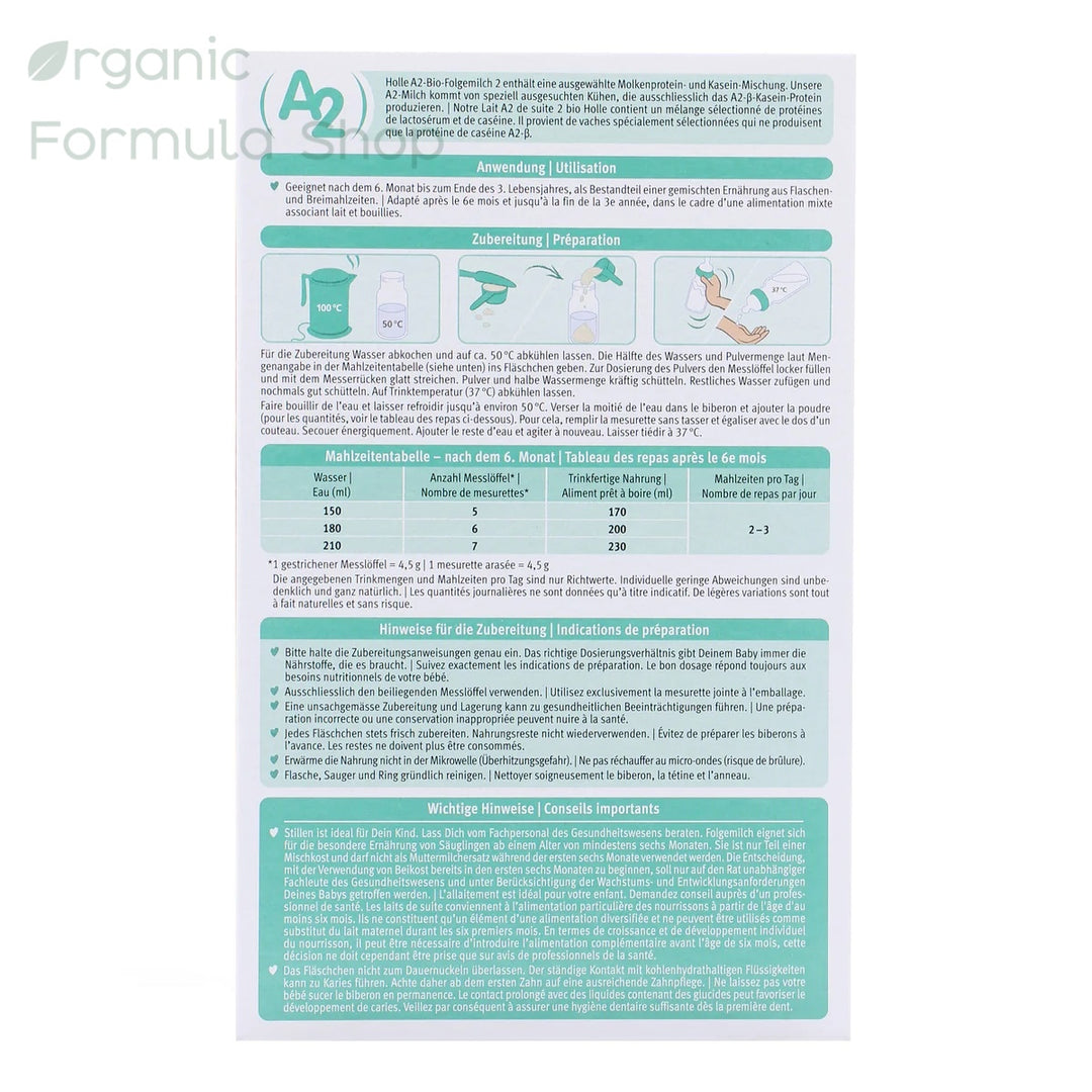 Holle A2 Organic Cow Formula - Stage 2
