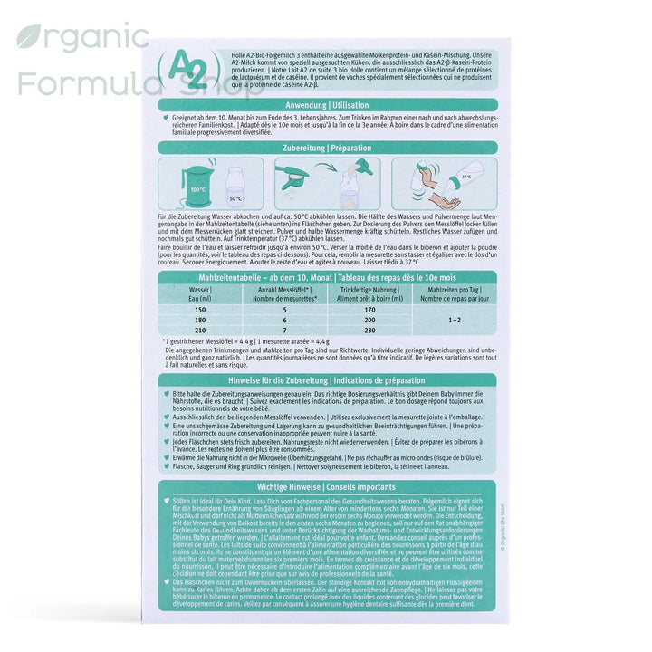 Holle A2 Organic Cow Formula - Stage 3