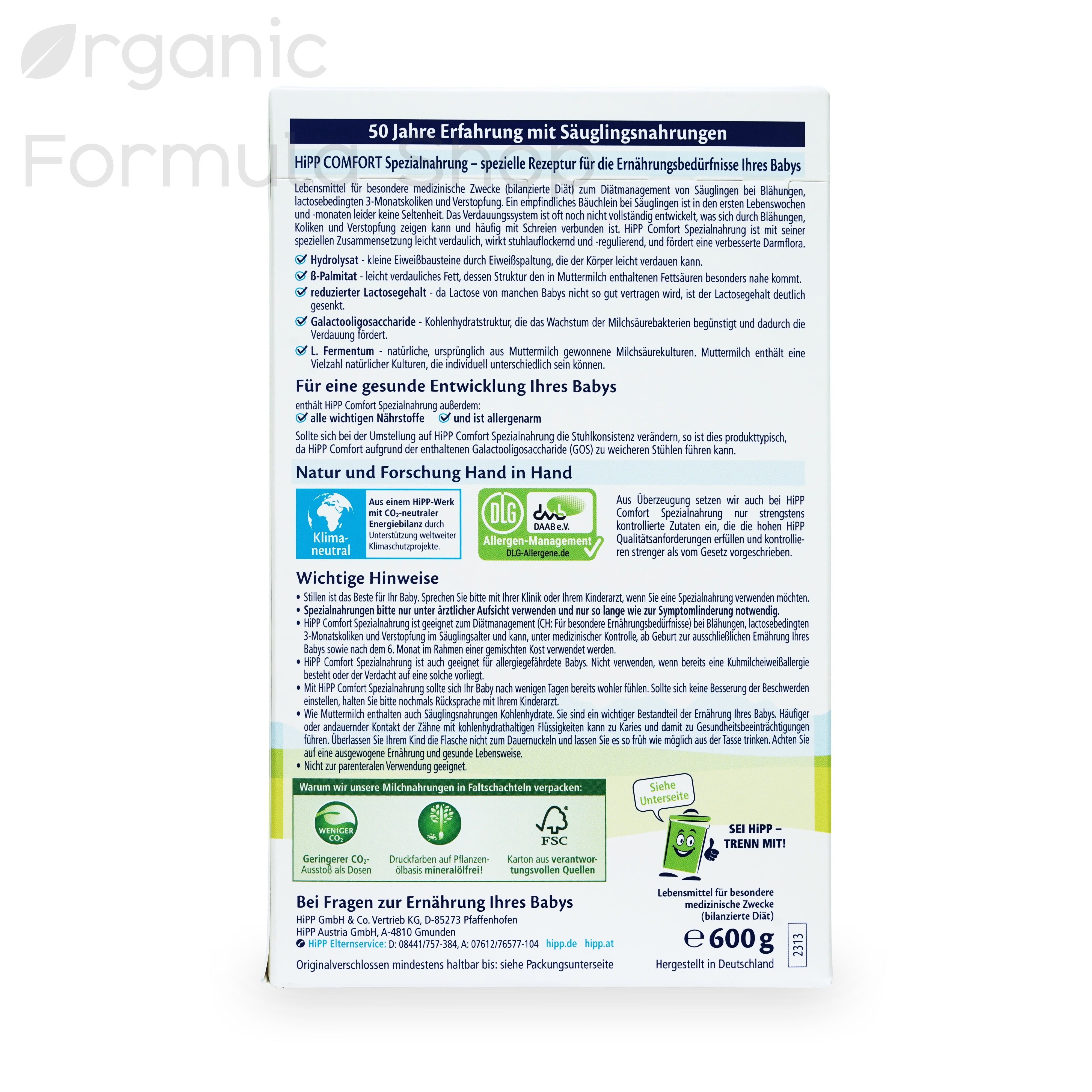 HiPP Comfort German Formula All Stages Organic Formula Shop