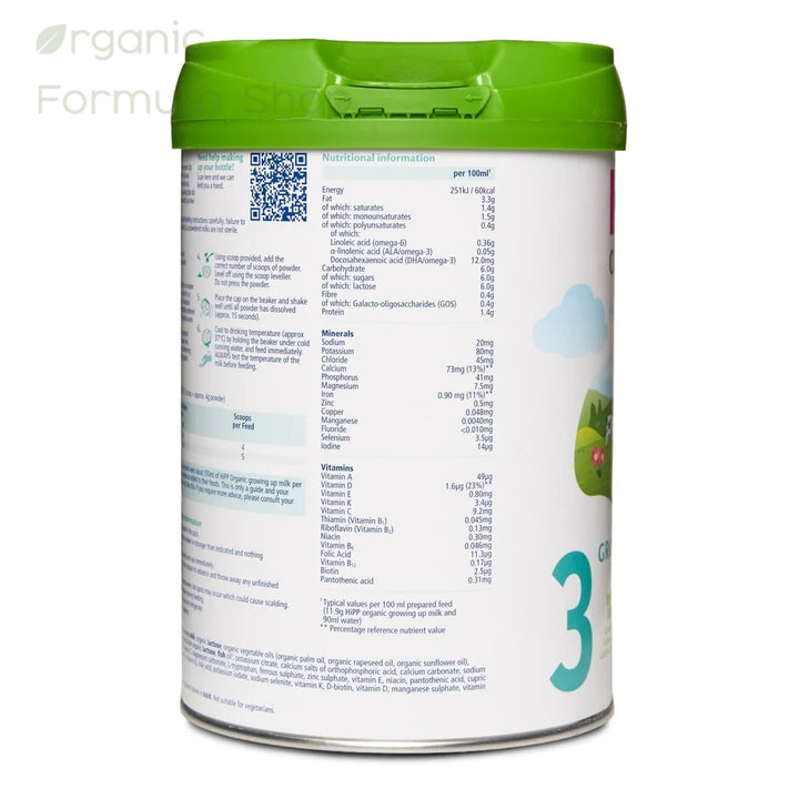 HiPP UK Stage 3 European organic toddler formula, top view of tin showing the resealable lid and Organic Combiotic logo