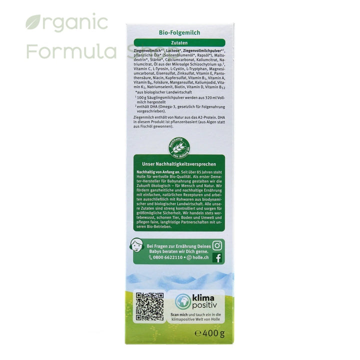 Product packaging with text and a QR code on a white background