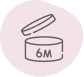Product packaging with '6M' marking on a light pink background