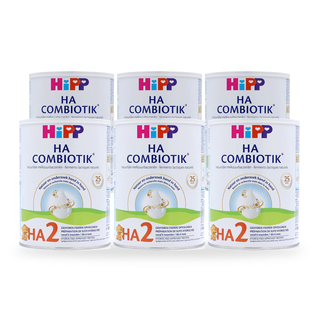 HiPP Dutch HA Stage 2 European baby formula, 6 pack of 800g cans, for babies 6 to 12 months
