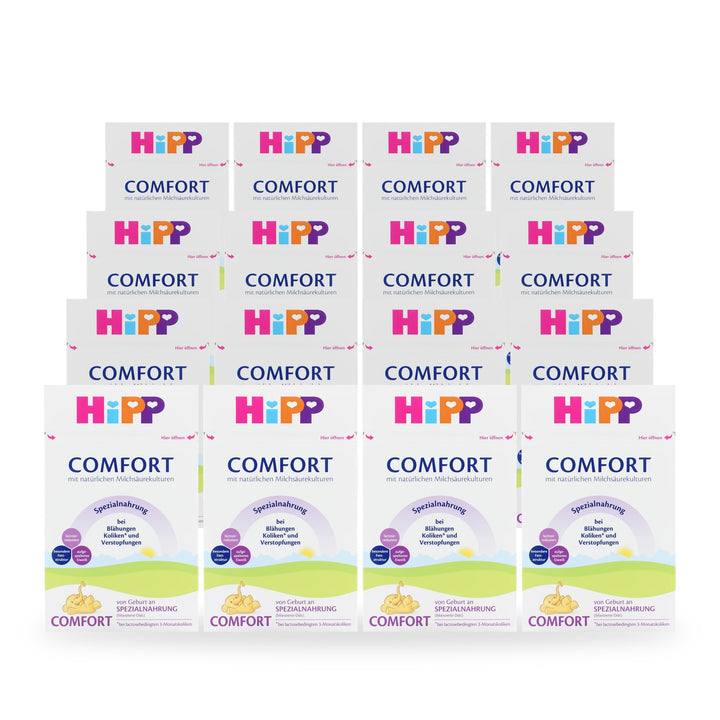 HiPP German Comfort European baby formula, 16 pack of 600g boxes, from birth, all stages