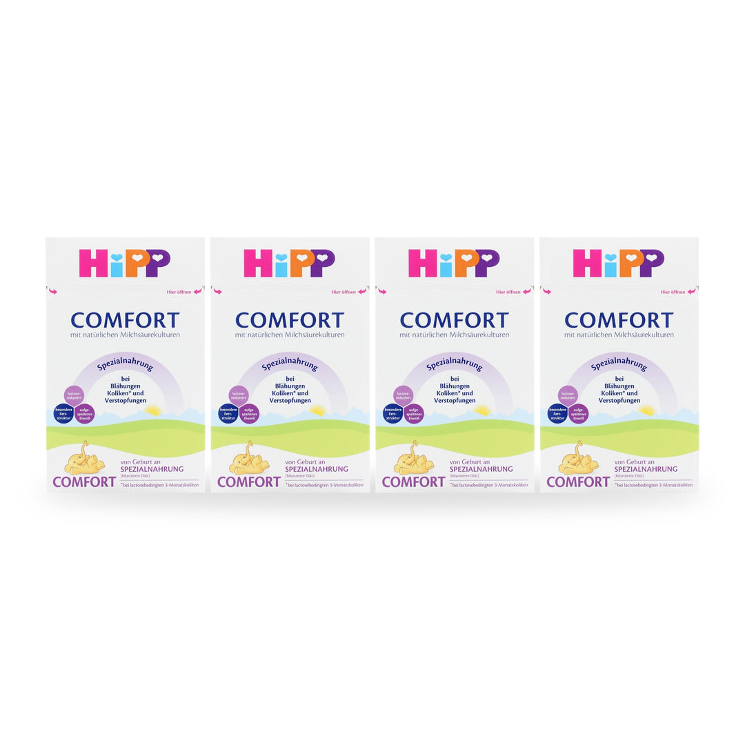 HiPP German Comfort European baby formula, 4 pack of 600g boxes, from birth, all stages