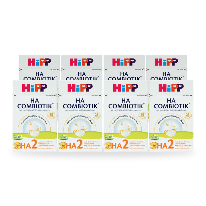 HiPP German HA Stage 2 European baby formula, 8 pack of 600g boxes, for babies 6 to 12 months