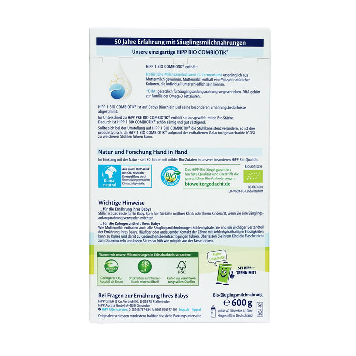 HiPP German Organic Formula - Stage 1