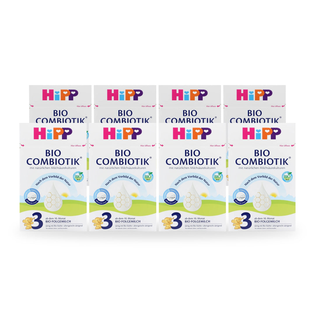 HiPP German Stage 3 European organic toddler formula, 8 pack of 600g boxes, for toddlers 10 to 24 months