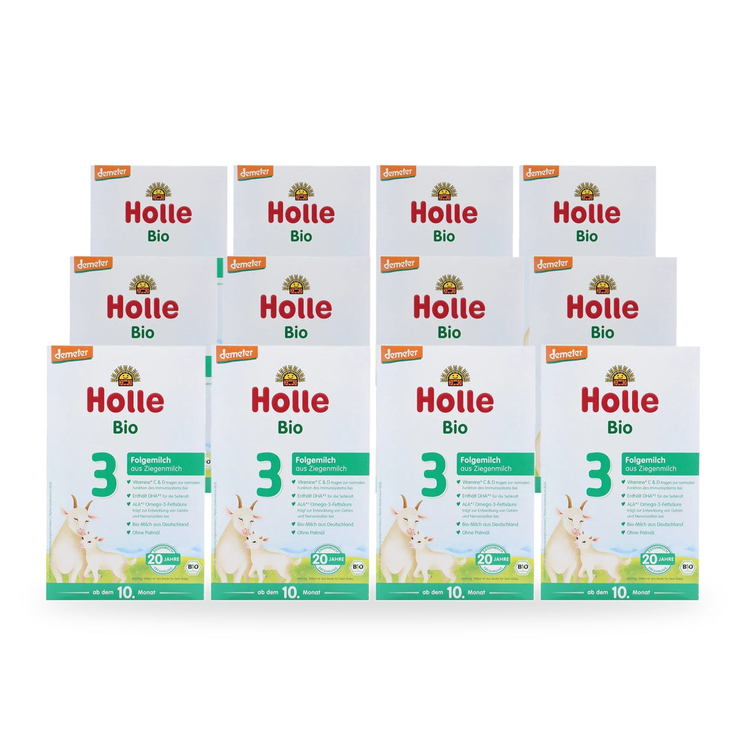 Holle Goat Stage 3 European organic toddler formula, 12 pack of 400g boxes, for toddlers 10 to 12 months