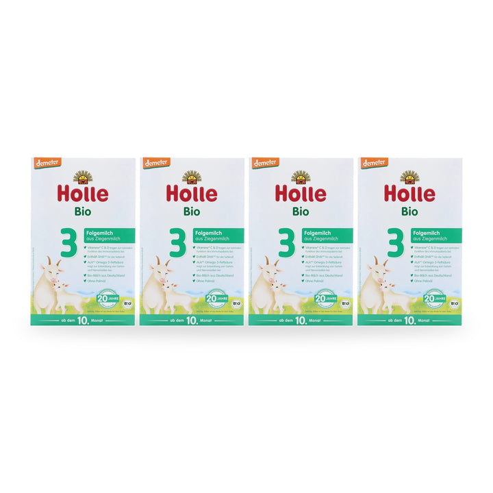 Holle Goat Stage 3 European organic toddler formula, 4 pack of 400g boxes, for toddlers 10 to 12 months