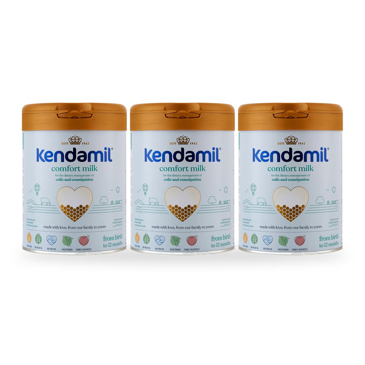 Kendamil UK Comfort European baby formula, 3 pack of 800g cans, from birth to 12 months