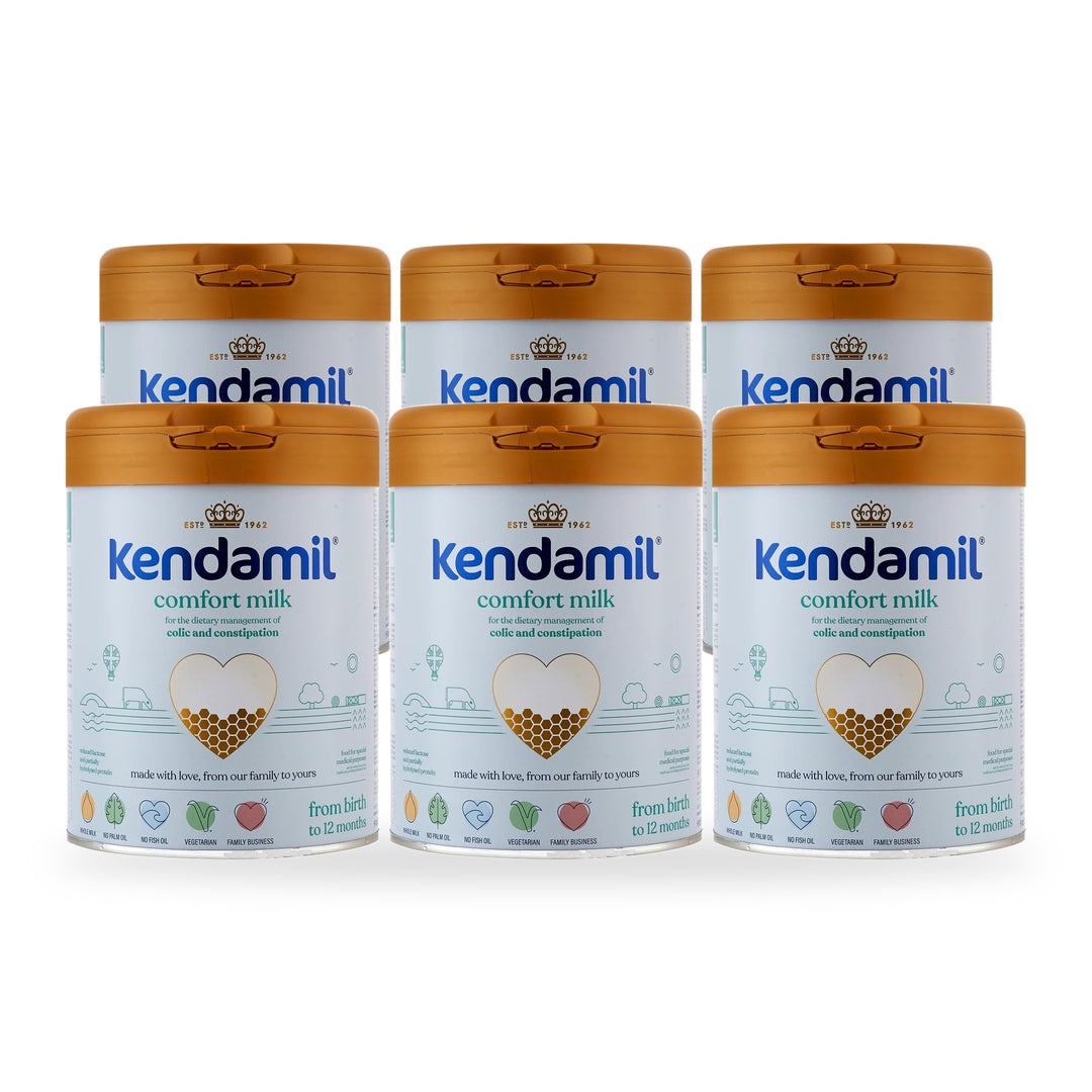 Kendamil UK Comfort European baby formula, 6 pack of 800g cans, from birth to 12 months