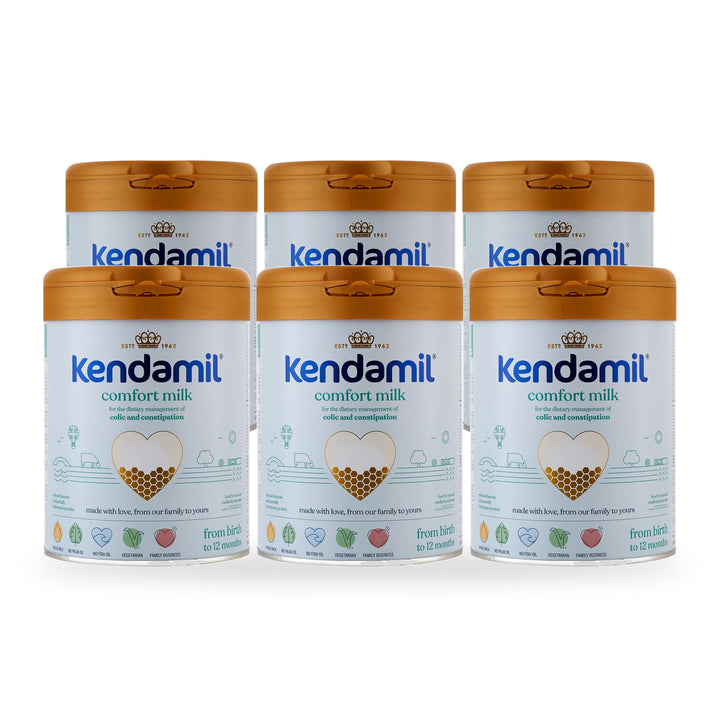 Kendamil UK Comfort European baby formula, 6 pack of 800g cans, from birth to 12 months