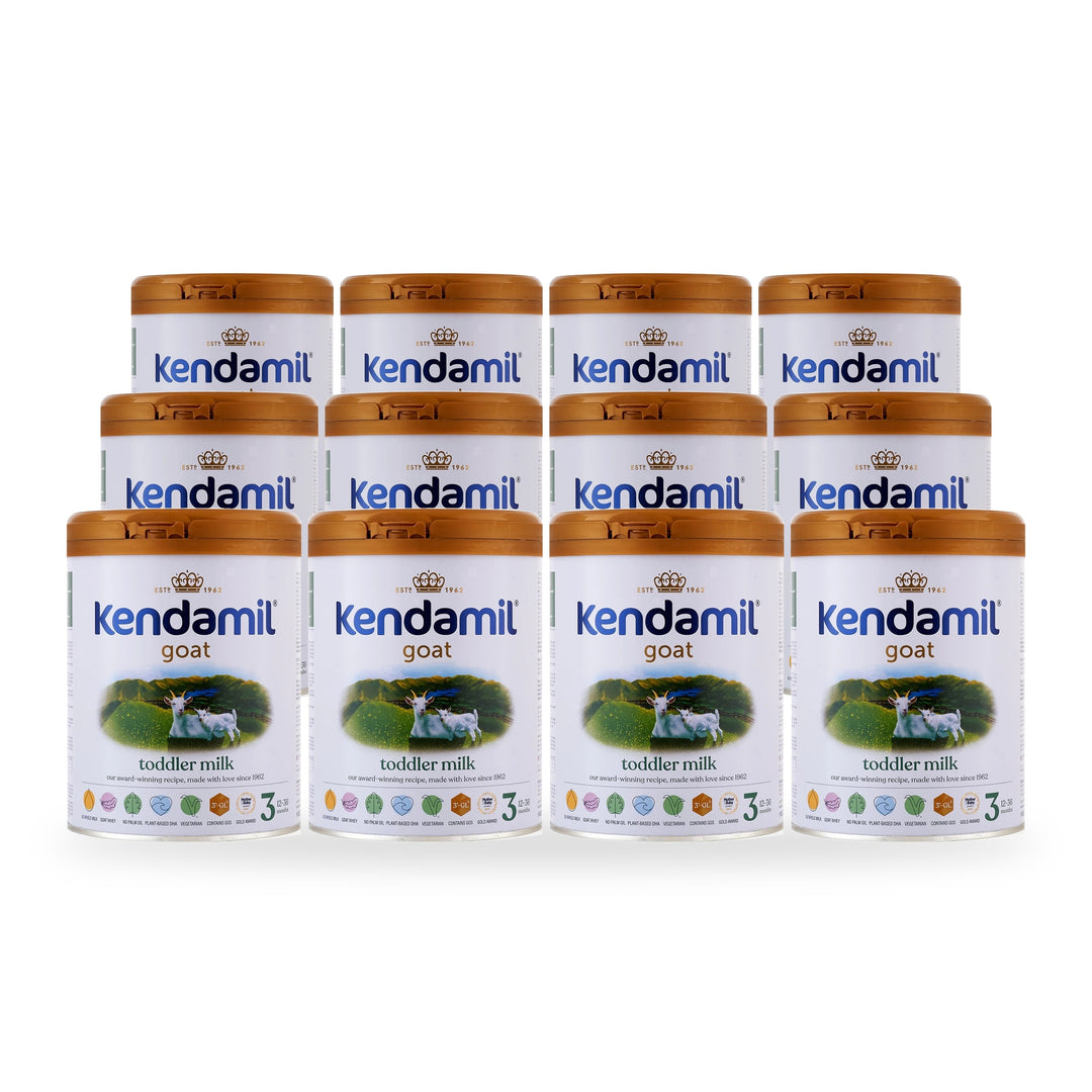 Kendamil UK Goat Stage 3 European toddler formula, 12 pack of 800g cans, for toddlers 12 to 36 months