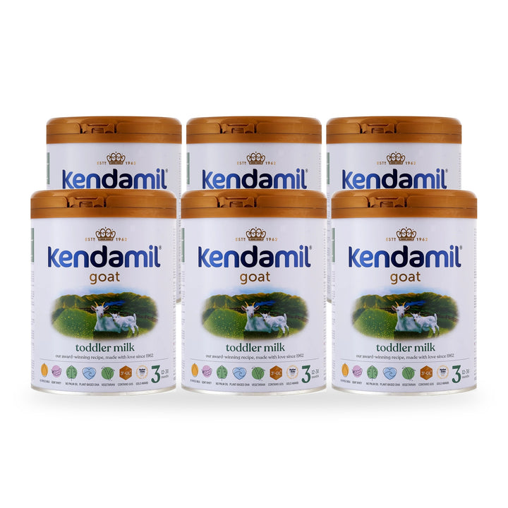 Kendamil UK Goat Stage 3 European toddler formula, 6 pack of 800g cans, for toddlers 12 to 36 months