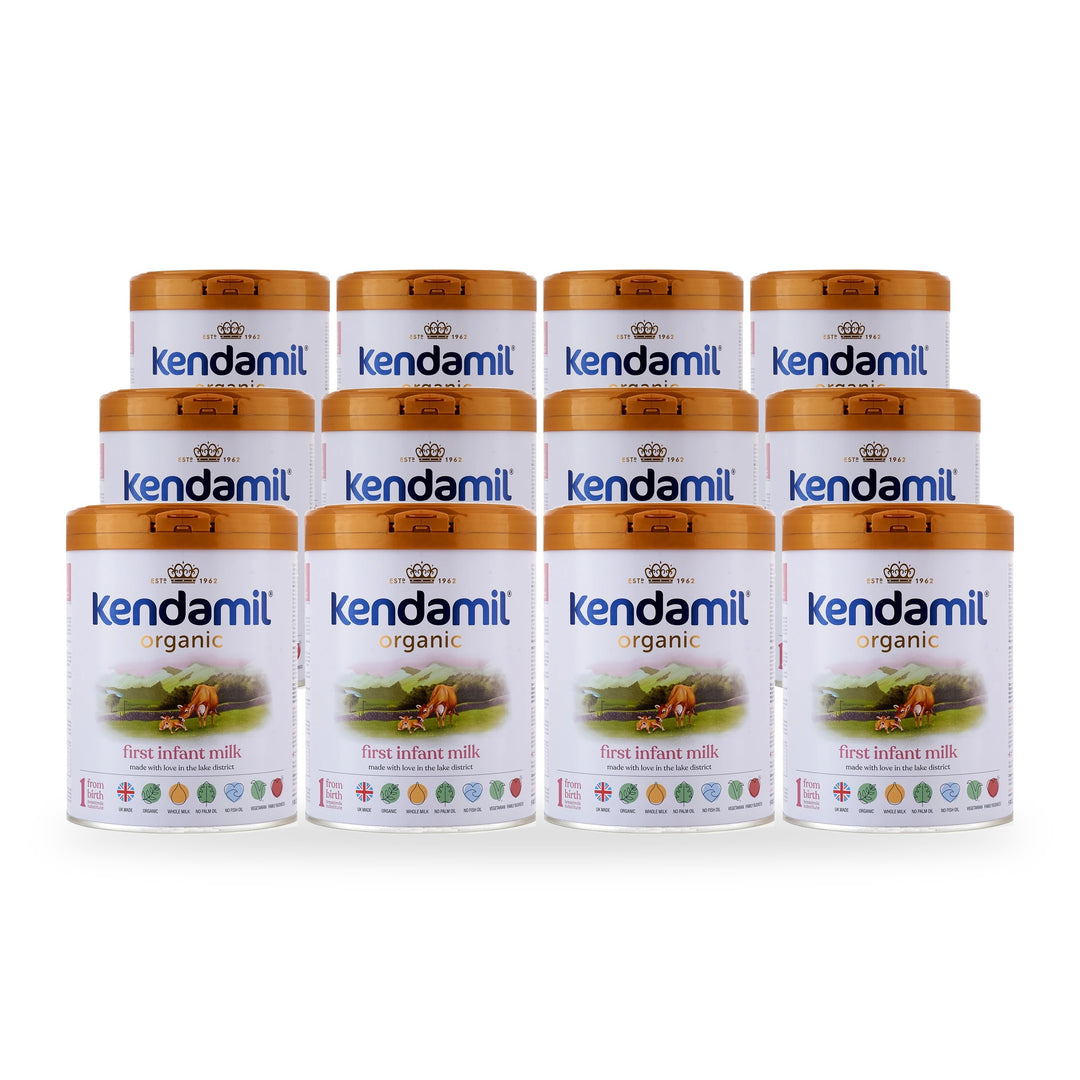 Kendamil UK Organic Stage 1 European organic baby formula, 12 pack of 800g cans, for babies 0 to 6 months