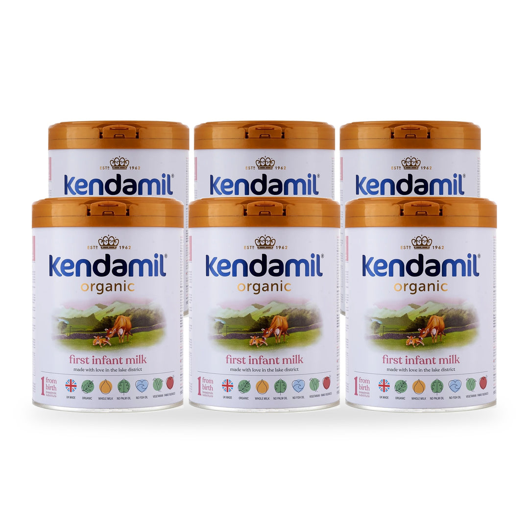 Kendamil UK Organic Stage 1 European organic baby formula, 6 pack of 800g cans, for babies 0 to 6 months