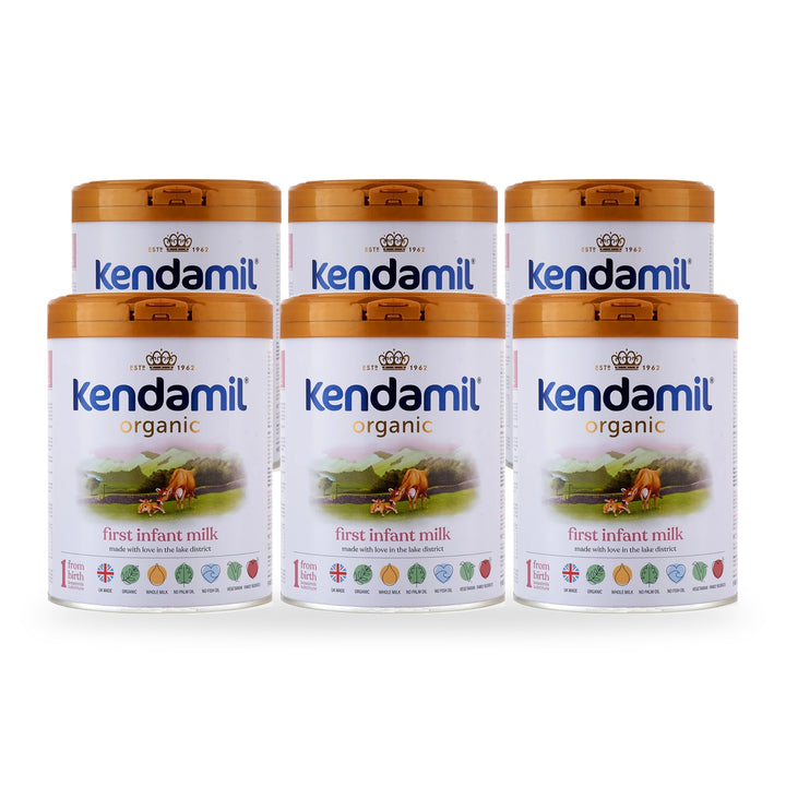 Kendamil UK Organic Stage 1 European organic baby formula, 6 pack of 800g cans, for babies 0 to 6 months