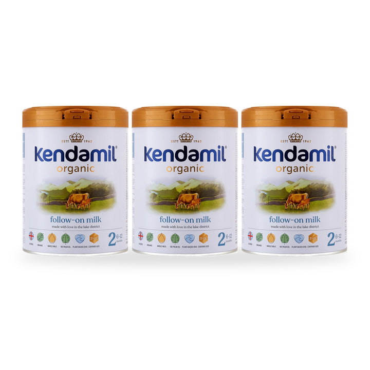 Kendamil UK Organic Stage 2 European organic baby formula, 3 pack of 800g cans, for babies 6 to 12 months
