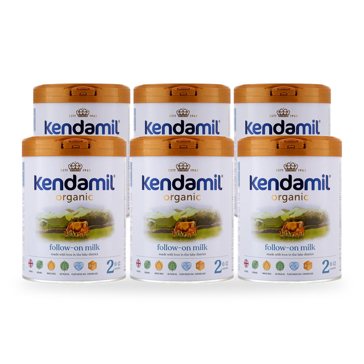 Kendamil UK Organic Stage 2 European organic baby formula, 6 pack of 800g cans, for babies 6 to 12 months