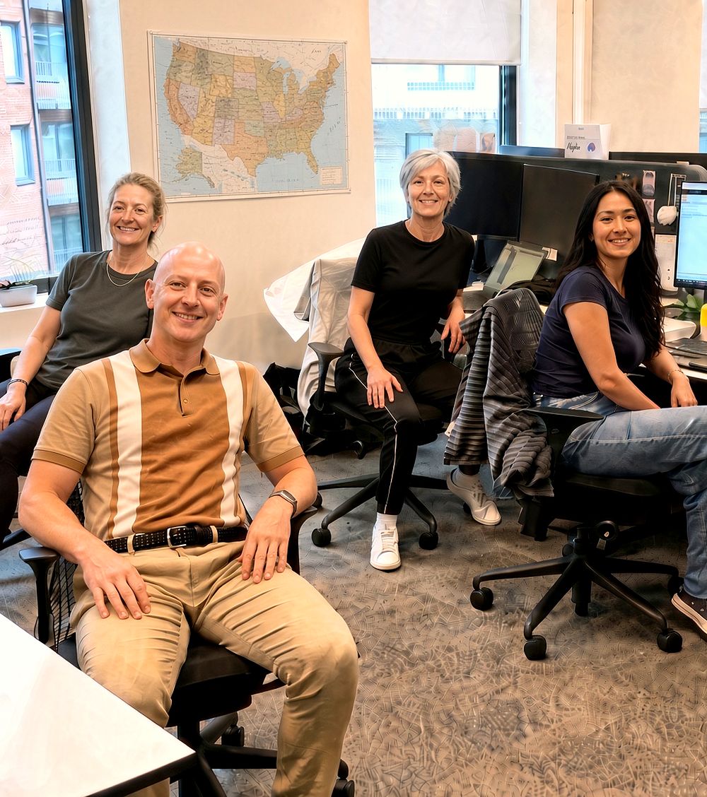 Organic Formula Shop customer support team at the office in Amsterdam, ready to help parents with HiPP, Holle and Kendamil UK formula
